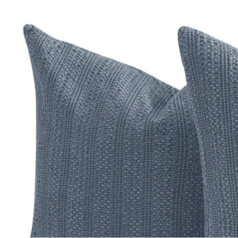 Blue Textured Throw Pillow Covers Euro Shams Large 24x24” (2-pack)